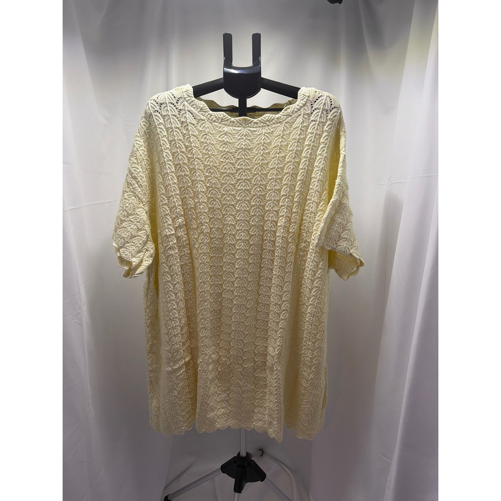 Target Pointelle Knit Short Sleeve Top Off White Plus Size 4X NWT